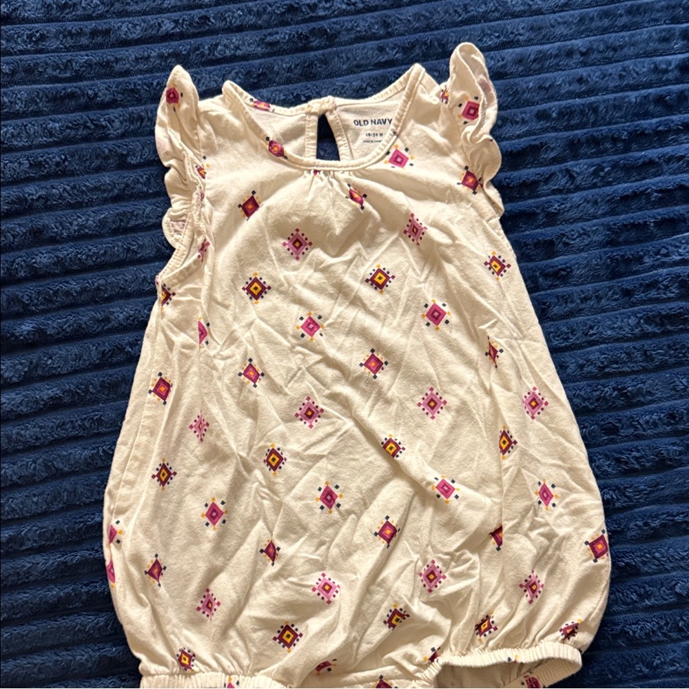 Old Navy Cream Toddler One-Piece Romper.